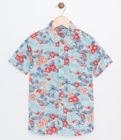 Camisa Infantil com Estampa Floral - Tam 5 a 14