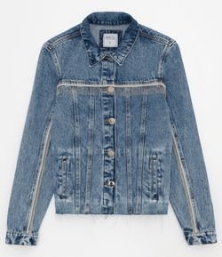 jaqueta jeans com franjas