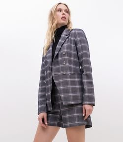 Blazer Alongado Xadrez com Botões 