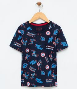 Camiseta Infantil Estampada Capitão América - Tam 4 a 14