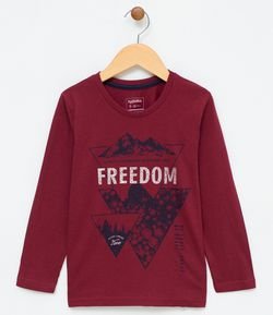 Camiseta Infantil Estampa Freedom - Tam 5 a 14