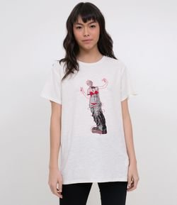 T Shirt com Bordado Vênus de Milo Selfie