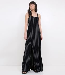 Vestido Longo com Risca de Giz