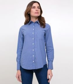 Camisa Listrada com Bolso Frontal