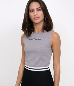 Blusa Cropped com Escrita Right Now