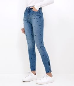 Calça Jeans Skinny Cropped Bordada
