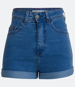 Short Hotpants em Jeans com Bolsos e Barra Dobrada