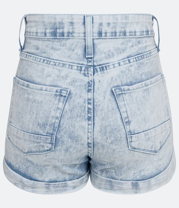 Short Hotpants em Jeans Delavê com Barra Dobrada Azul 6