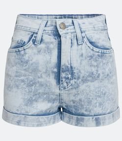 Short Hotpants em Jeans Delavê com Barra Dobrada