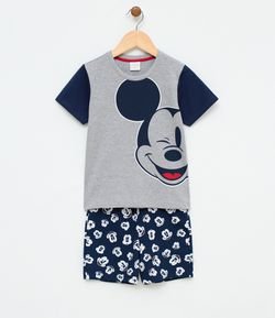 Pijama Infantil Algodão curta com Estampa Mickey que Brilha no Escuro - Tam 1 a 4