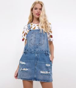 Salopete Jeans com Puídos 