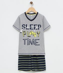 Pijama Infantil Algodão com Estampa Game - Tam 6 a 14