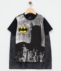 Camiseta Infantil Batman com Capa - Tam 2 a 14