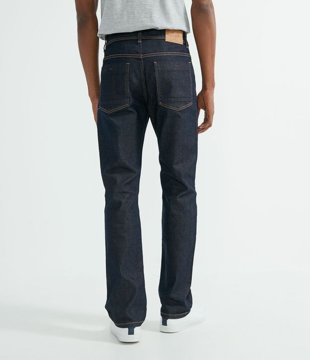 Calça Reta Jeans com Elastano e Costura Contrastante Azul 2