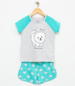 Pijama Infantil com Estampa Cachorrinho - Tam 6 a 14