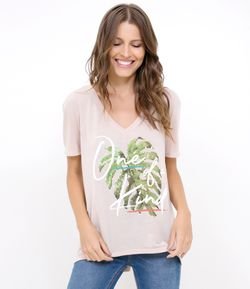 Blusa com Estampa de Folhagem