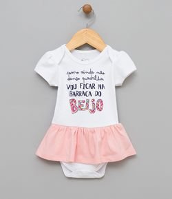 Vestido Body Infantil com Saia Rosa - Tam 0 a 18 meses