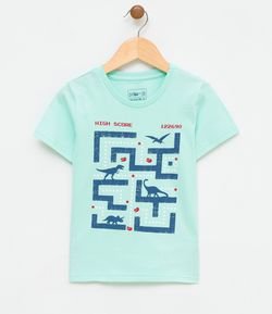 Camiseta Infantil com Estampa Jogo Dino - Tam 1 a 4