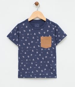 Camiseta Infantil Estampada com Bolsinho - Tam 1 a 4