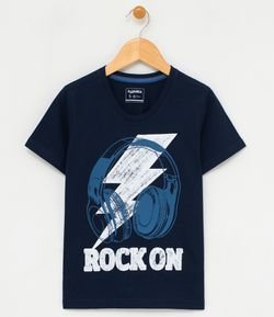 Camiseta Infantil com Estampa Rock On - Tam 5 a 14