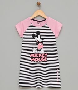 Camisola Infantil Listrada com Estampa Mickey - Tam 6 a 14
