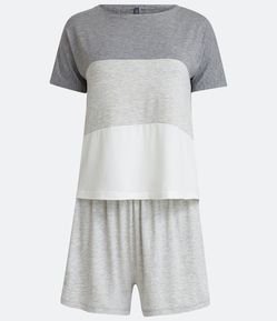 Pijama Curto em Viscolycra com Listras Degradê
