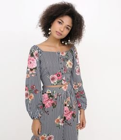 Blusa Cropped Listrada Floral