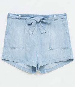 Short Jeans com Amarração Curve & Plus Size