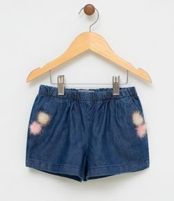 Short Infantil em Jeans com Pompons - Tam 1 a 4