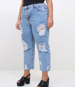 Calça Jeans Boyfriend Marmorizada Curve & Plus Size