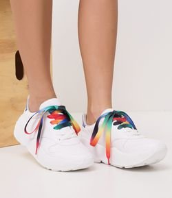 tênis feminino com cadarço multicores via marte