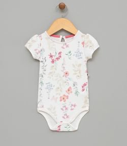 Body Infantil Estampado Floral - Tam 0 a 18 meses