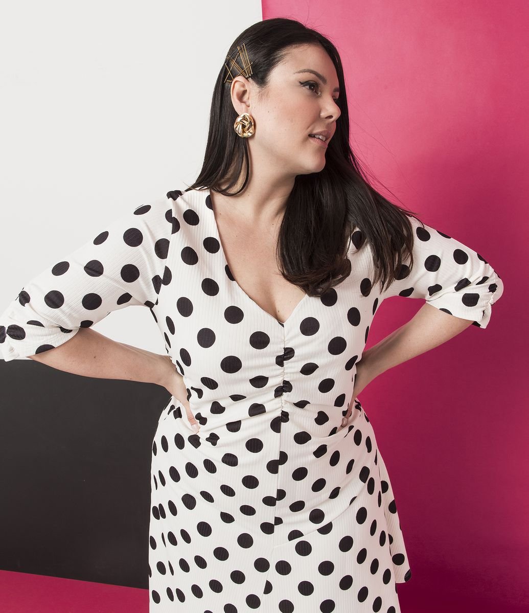 vestido poa plus size