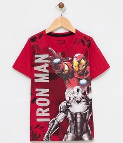 Camiseta Infantil com Estampa Homem de Ferro - Tam 4 a 14