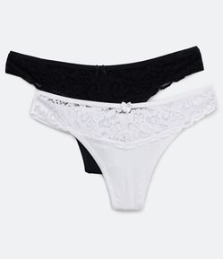 Kit 02 Calcinhas Biquíni Fio em Microfibra com Renda no Cós