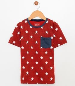 Camiseta Infantil Estampada com Bolsinho - Tam 5 a 14