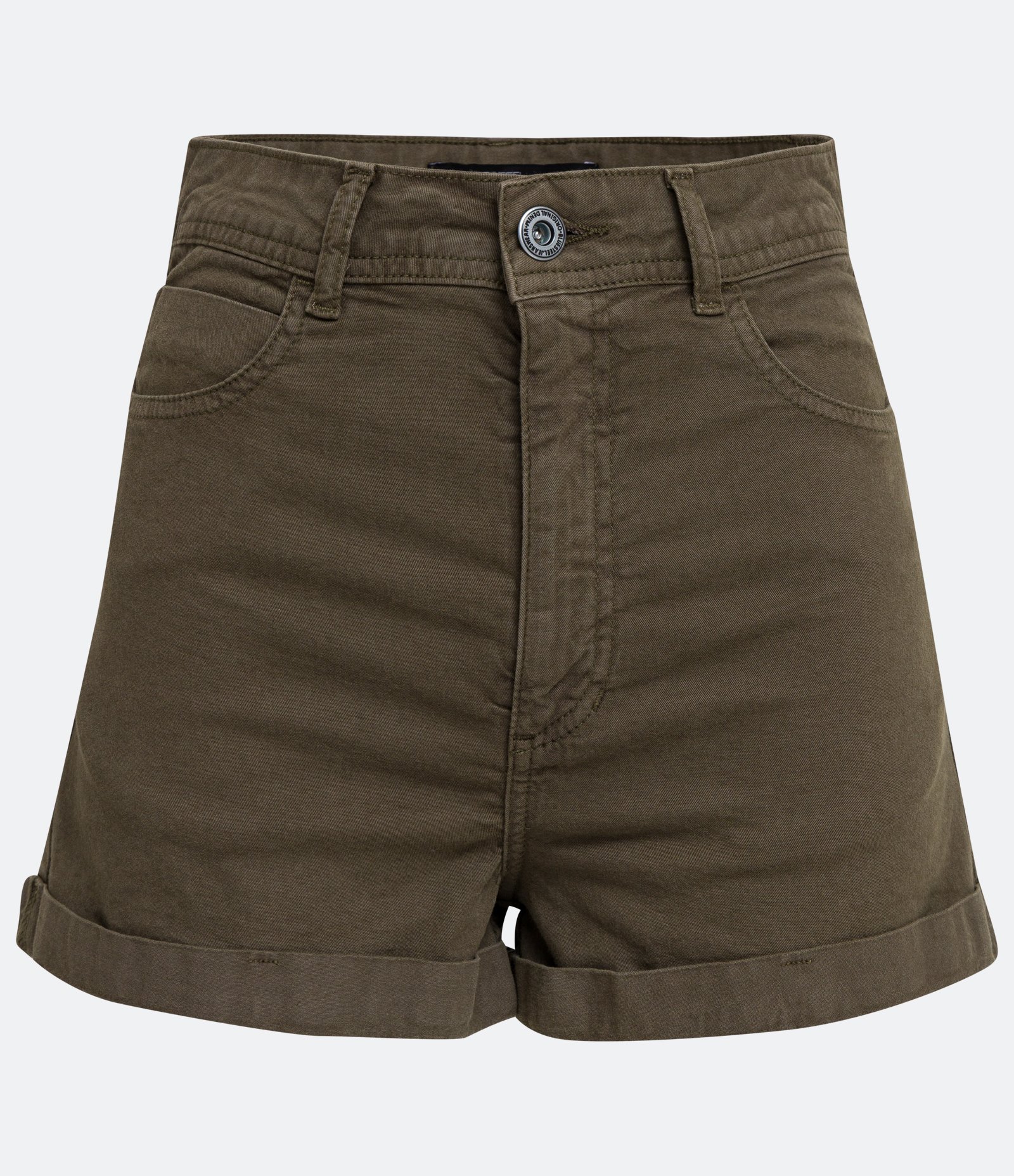 Short em Sarja com Cintura Alta e Barra Dobrada Oliver Night 5