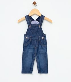Jardineira Infantil em Jeans - Tam 3 a 18 meses