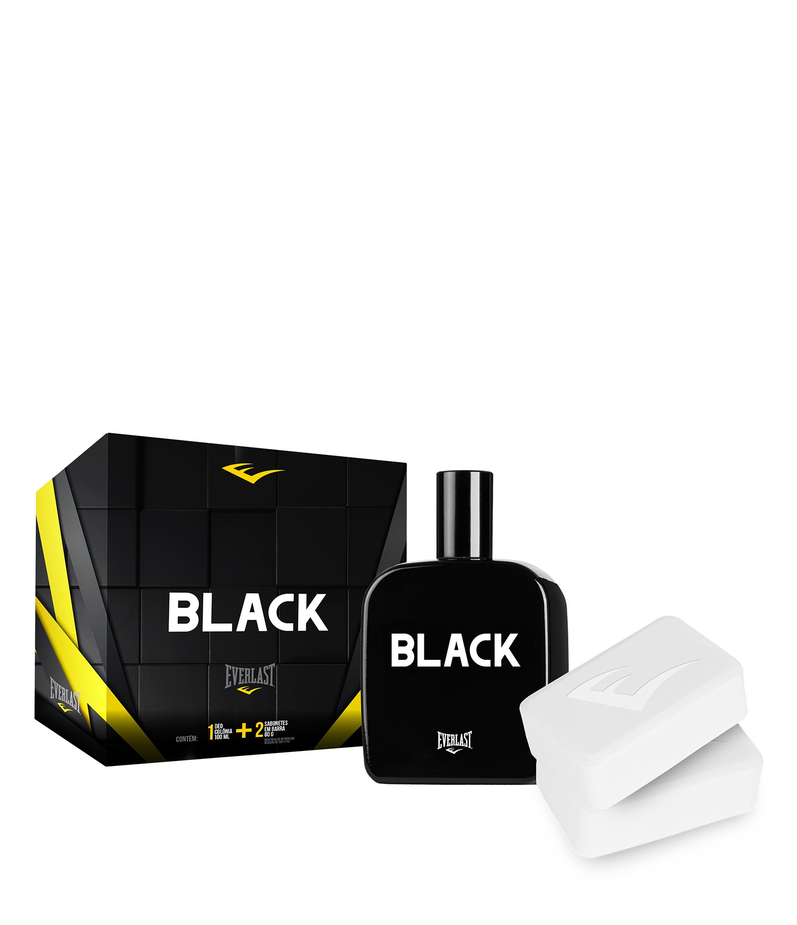 Kit Everlast Black Deo Colônio Masculino + 02 Sabonetes 100ml 2