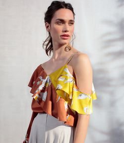 Body Floral com Babados 