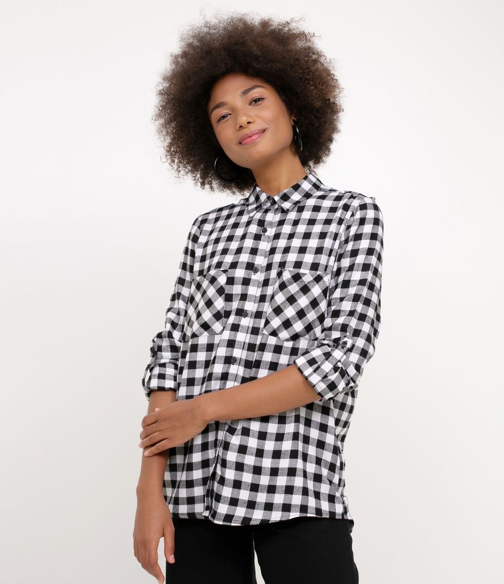 camisa xadrez flanela feminina