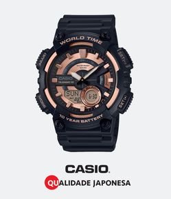 Relógio Casio Digital com Caixa e Pulseira em Borracha AEQ-110W-1A3VDF
