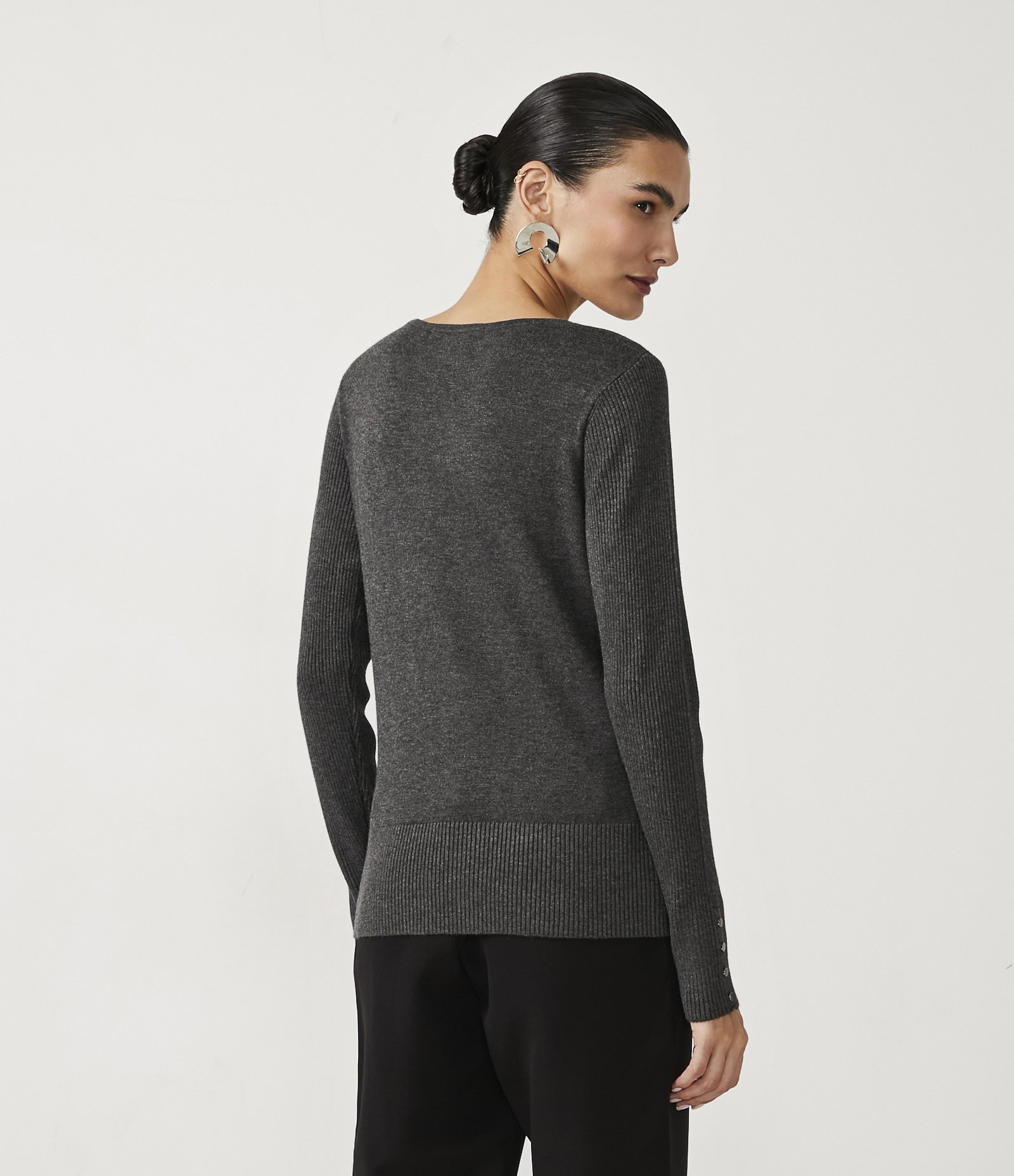 Suéter Alongado em Tricô com Manga Longa 3