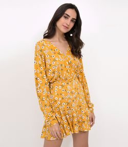 Vestido Estampado com Manga Morcego