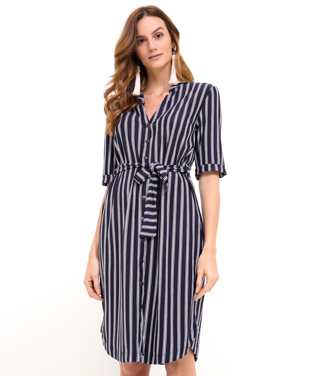 Vestido Chemise Listrado 2025