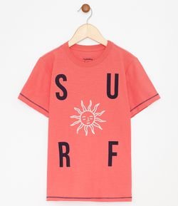 Camiseta Infantil com Estampa Surf - Tam 5 a 14