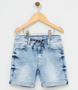 Bermuda Infantil em Jeans com Cadarço - Tam 5 a 14