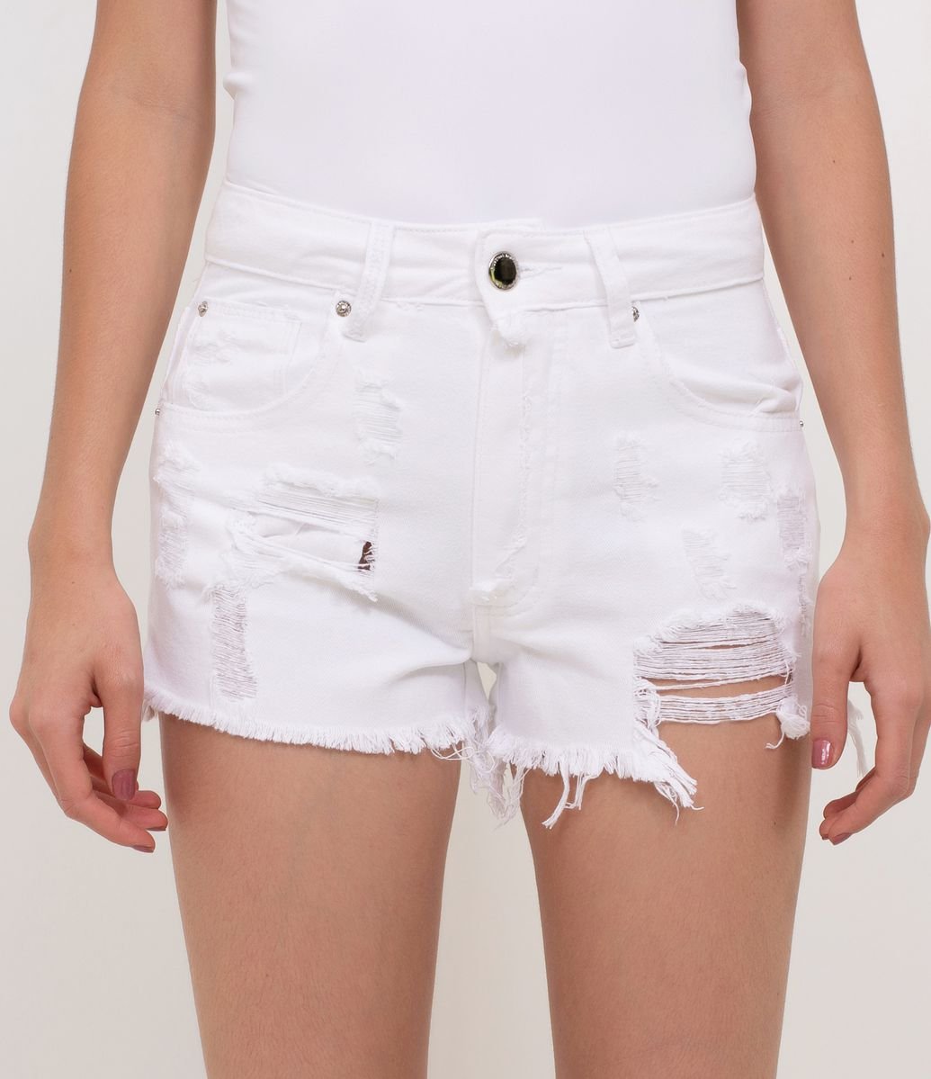 short branco cintura alta