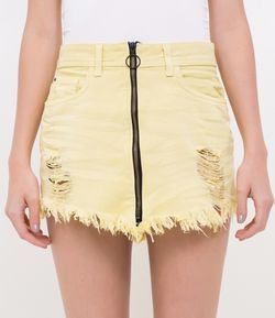 Saia em Sarja com Zíper Frontal