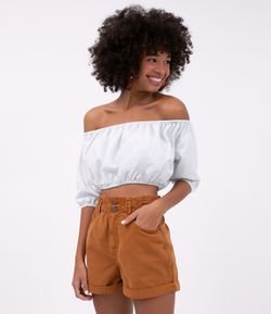 Blusa Jeans Cropped Lisa Ombro a Ombro 